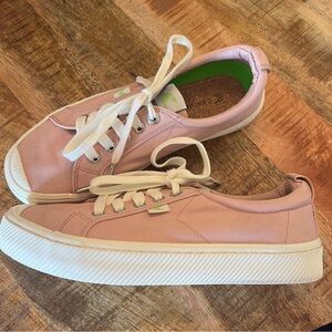 Cariuma OCA Low light pink Canvas Sneakers Sustainable Cork Insole Lace Up sz 8